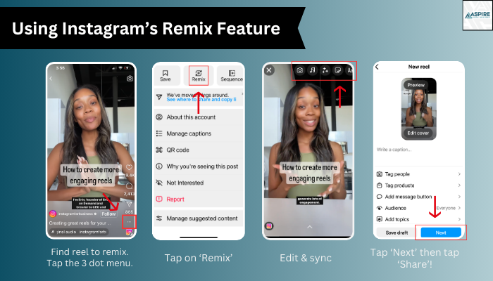 Your step-by-step guide to using Instagram's remix feature. Read the full article for more helpful information to elevate your Instagram content game.